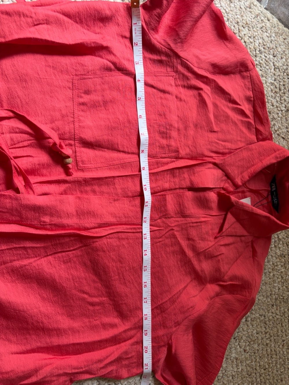 Zara, Coral, Belted wrap shirt, Medium - Picture 12 of 13